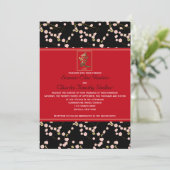 Red and Black Cherry Blossoms Wedding Invitation (Standing Front)