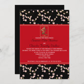Red and Black Cherry Blossoms Wedding Invitation (Front/Back)
