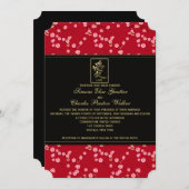 Red and Black Cherry Blossoms Wedding Invitation (Front/Back)