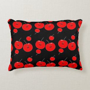 Red And Black Cherry Pattern Accent Pillow