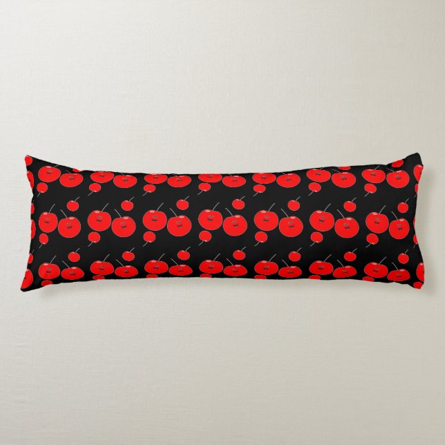 Red And Black Cherry Pattern Body Pillow (Front)