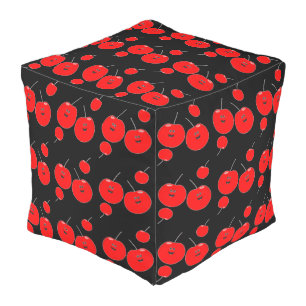 Red And Black Cherry Pattern Outdoor Pouf