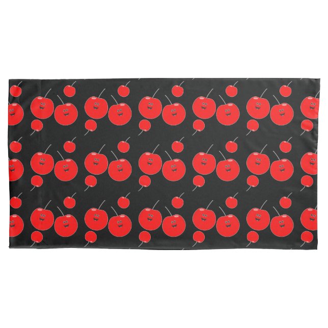 Red And Black Cherry Pattern Pillow Case (Front-Left)