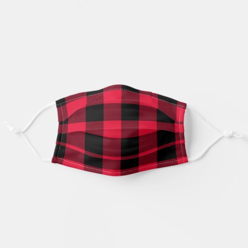 Red and Black Chevron Buffalo Plaid Adult Cloth Face Mask
