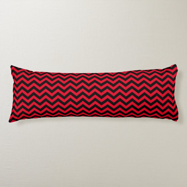 Red And Black Chevron Pattern Body Pillow (Front)