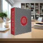 Red and Black Chevron Pattern Custom Monogram Binder<br><div class="desc">A popular design with an area to add your initials. We have trendy colors and patterns for you to choose from. If you need to adjust the monograms,  click on the customize button and make changes.</div>