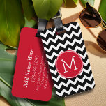 Red and Black Chevron Pattern Custom Monogram Luggage Tag<br><div class="desc">A popular design with an area to add your initials. We have trendy colors and patterns for you to choose from. If you need to adjust the monograms,  click on the customize button and make changes.</div>