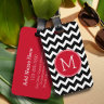 Red and Black Chevron Pattern Custom Monogram