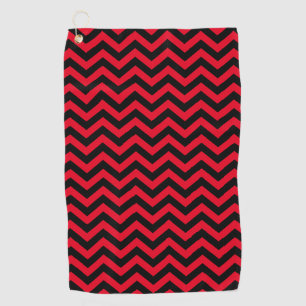 Red And Black Chevron Pattern Golf Towel