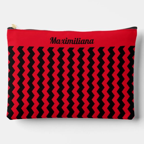 Red and Black Chevrons _ LARGE Accessory Pouch