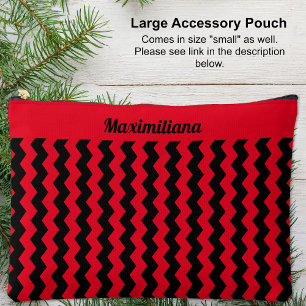 Red and Black Chevrons - LARGE Accessory Pouch