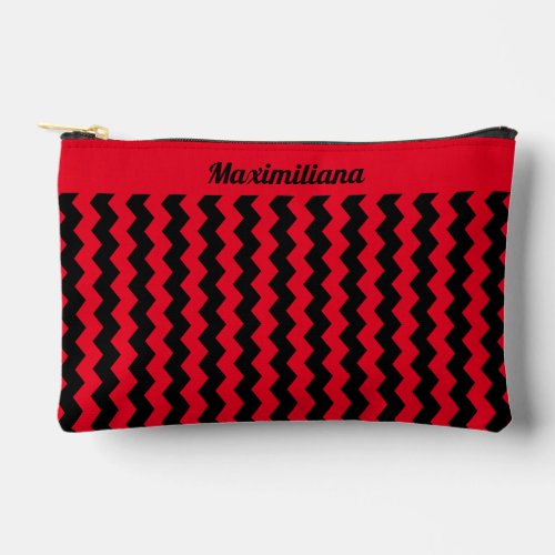 Red and Black Chevrons _ SMALL Accessory Pouch