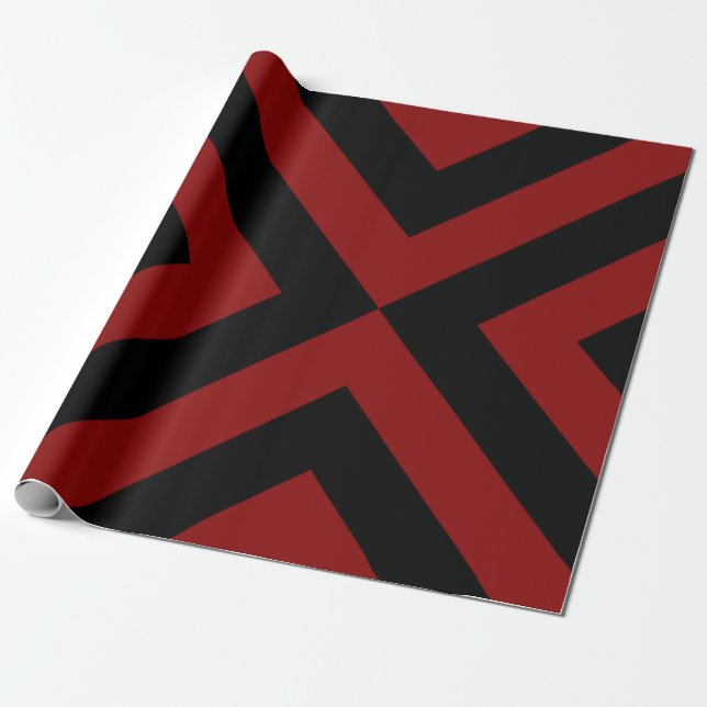 Red and Black Chevrons Wrapping Paper (Unrolled)