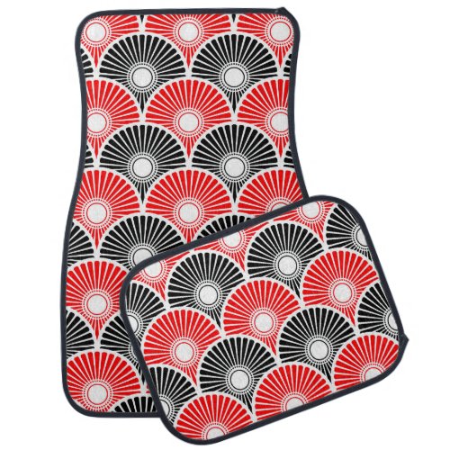 Red and Black Chinese Semi Circle Wave Pattern Car Floor Mat