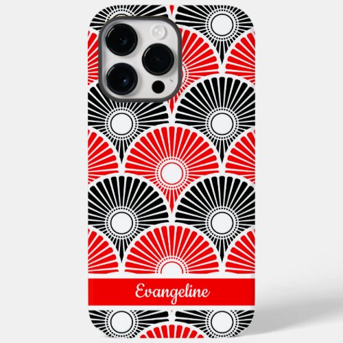  Red and Black Chinese Semi Circle Wave Pattern Case_Mate iPhone 14 Pro Max Case