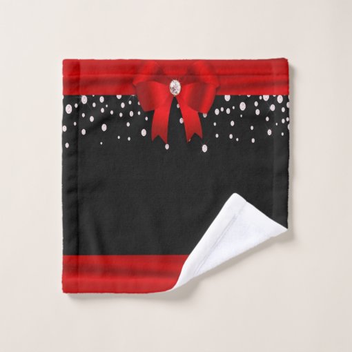 Red and Black Christmas Bath Towel Set Zazzle