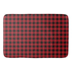 Red And Black Christmas Buffalo Checkered Bath Mat