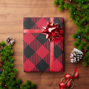 Red and Black Christmas Buffalo Plaid Wrapping Paper