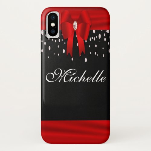 Red and Black Christmas Name iPhone XS Case