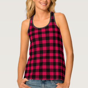 Red and Black Christmas Plaid Tank Top