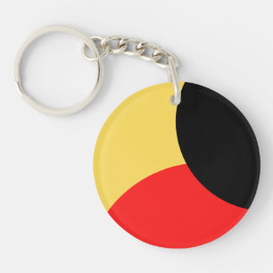 Red And Black Circle On Yellow Background Abstract Keychain