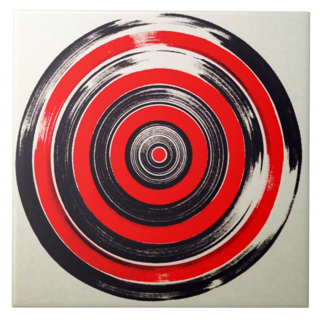 red and black circles ceramic tile (Front)