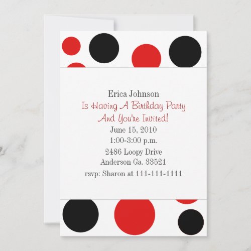 Red and Black Circles Party Invitation