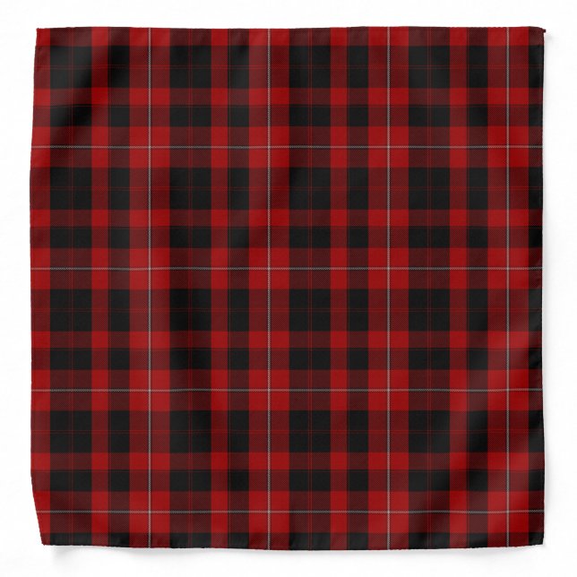 Red and Black Clan Cunningham Plaid Bandana (Front)