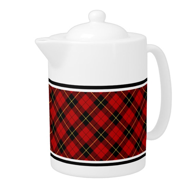 Red and Black Clan Wallace Tartan Teapot (Right)