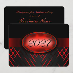 Red and Black Class of 2027 Party Invitation