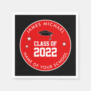 Red and Black Class of High School Graduation Napkins