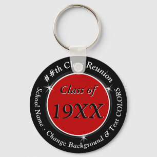 Red and Black Class Reunion Gift Ideas, Any COLORS Keychain
