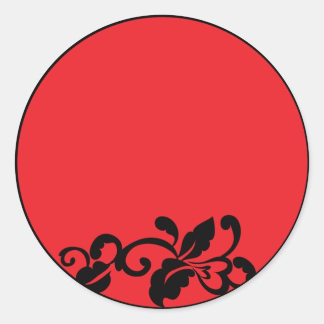 red and black classic round sticker (Front)