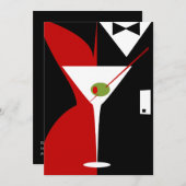 Red and Black Classy Martini Cocktail Invitation (Front/Back)