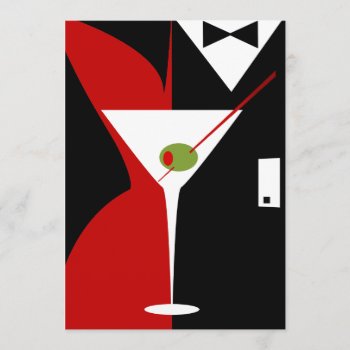 Red And Black Classy Martini Cocktail Invitation by Special_Occasions at Zazzle