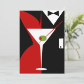 Red and Black Classy Martini Cocktail Invitation (Standing Front)