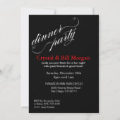 Red and Black Cocktail Dress Dinner Party Invitation (Back)