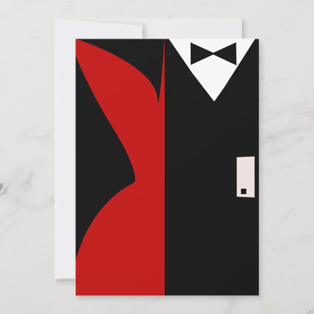 Red and Black Cocktail Dress Dinner Party Invitation (Front)