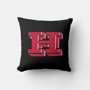 Red and Black College Style Initial Monogram Throw Pillow