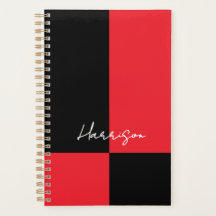 Red and Black Color Block Script Name Custom