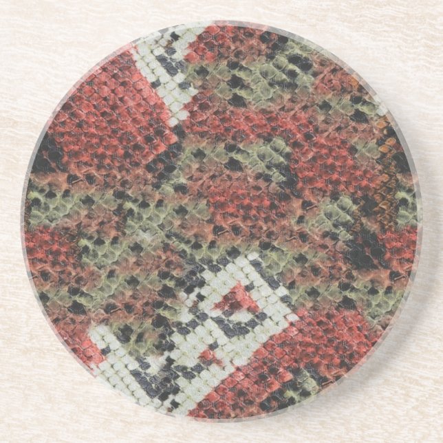 Red and Black Coral Snake Skin Drink Coaster (Front)