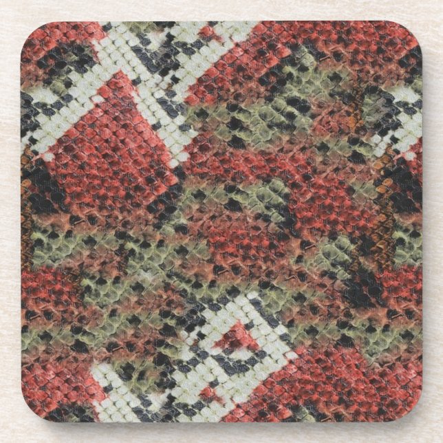 Red and Black Coral Snake Skin Drink Coaster (Front)