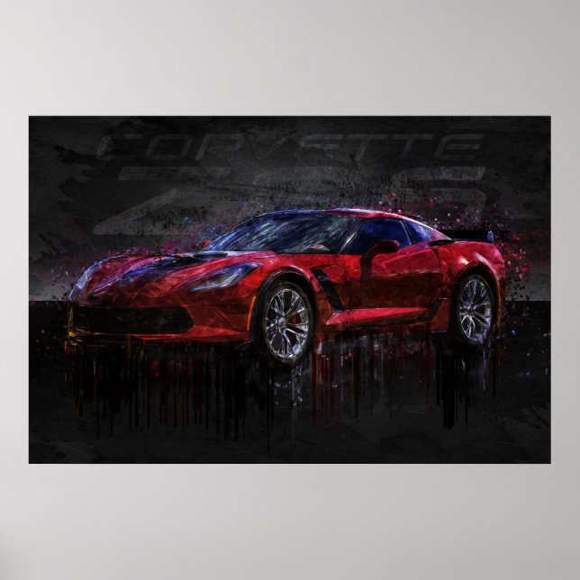 Red and Black Corvette Z06 Poster (Front)