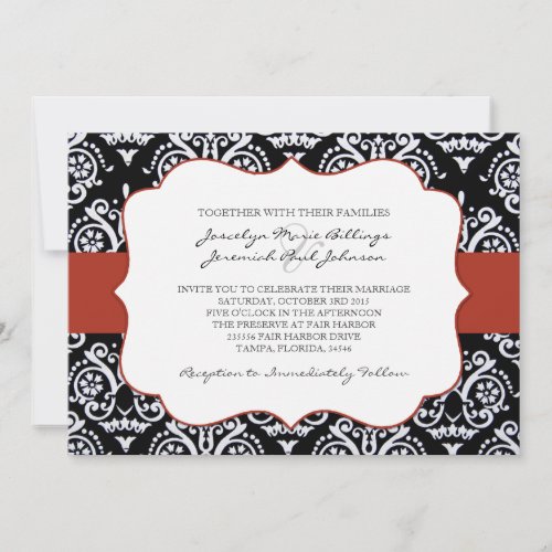 Red and Black Country Damask Patterned Card
