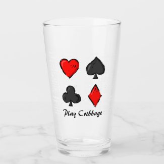 Red and Black Cribbage Glass Tumbler