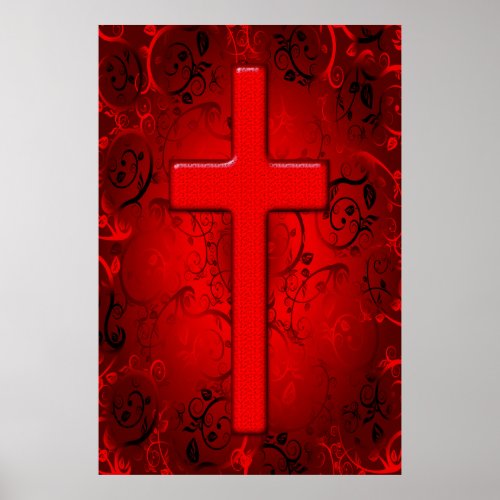 RED AND BLACK CROSS DESIGN POSTER