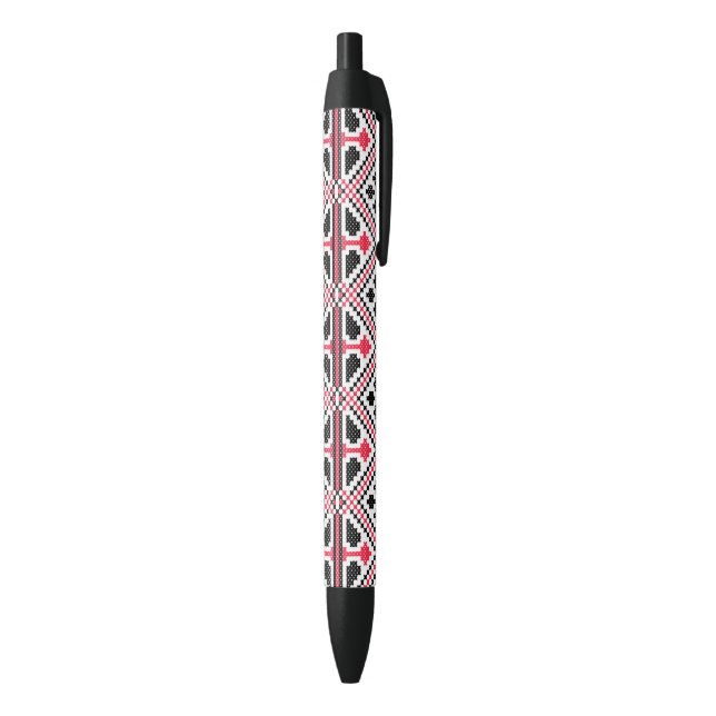 Red and Black cross-stitch Retro Pattern Pen (Bottom (Vertical))