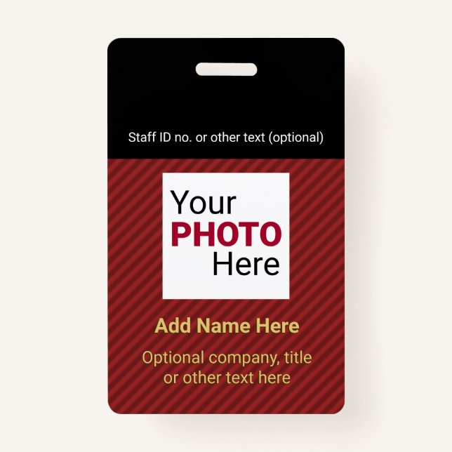 Red and Black - Custom Business Diagonal Stripe Badge (Front)