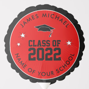 Red and Black Custom Graduation Balloon