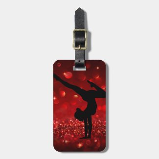 Red and Black Custom Gymnastics Luggage Tag
